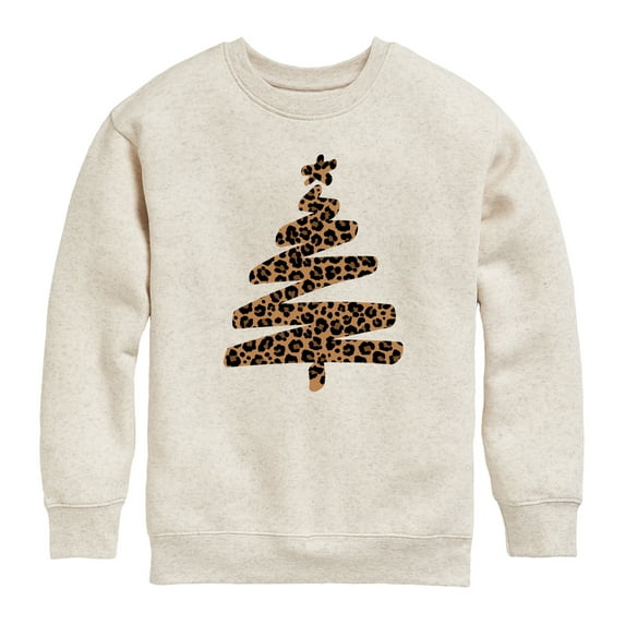 Instant Message - Leopard Print Tree - Youth Crew Fleece Sweatshirt