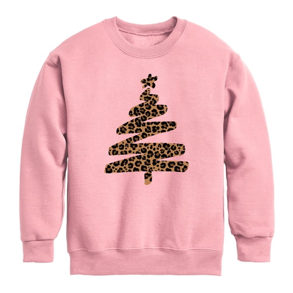 Instant Message - Leopard Print Tree - Youth Crew Fleece Sweatshirt