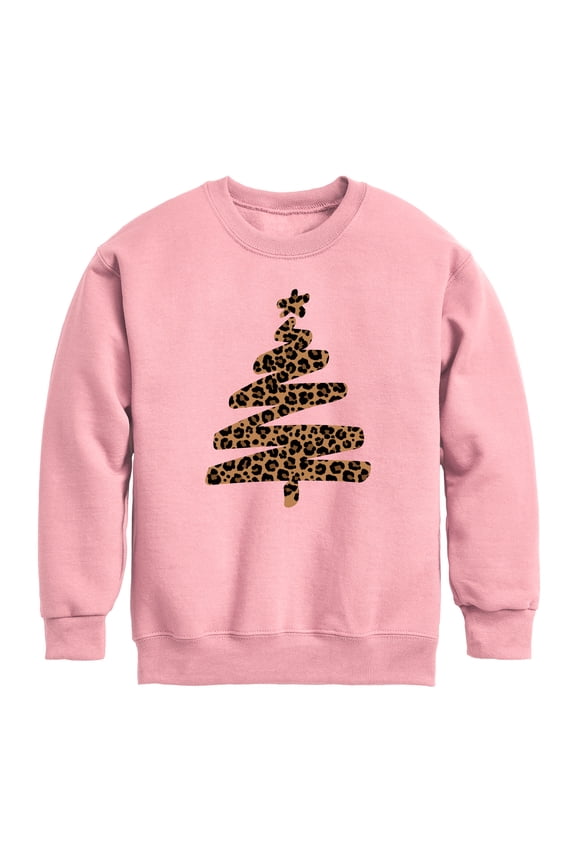 - Leopard Print Tree - Youth Crew Fleece Sweatshirt