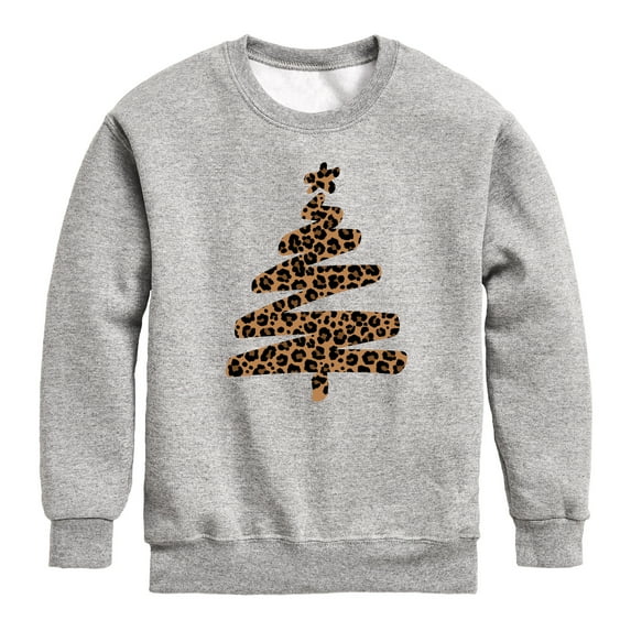 Instant Message - Leopard Print Tree - Youth Crew Fleece Sweatshirt