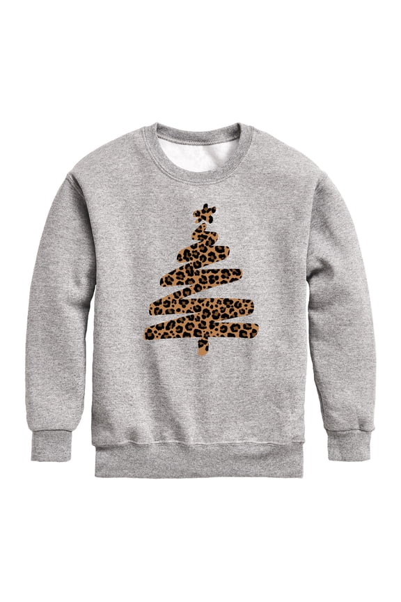 - Leopard Print Tree - Youth Crew Fleece Sweatshirt