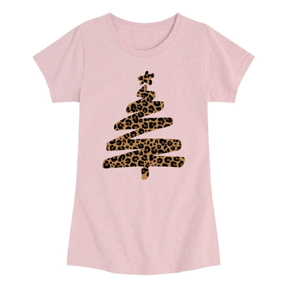 Instant Message - Leopard Print Tree - Youth Girls Short Sleeve T-shirt