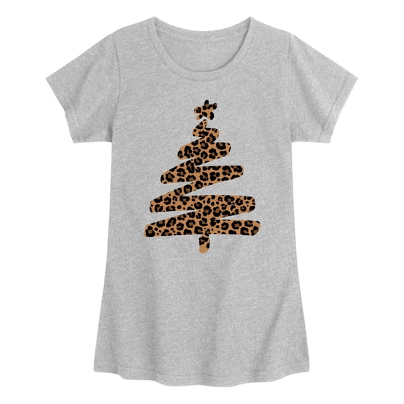 Instant Message - Leopard Print Tree - Youth Girls Short Sleeve T-shirt