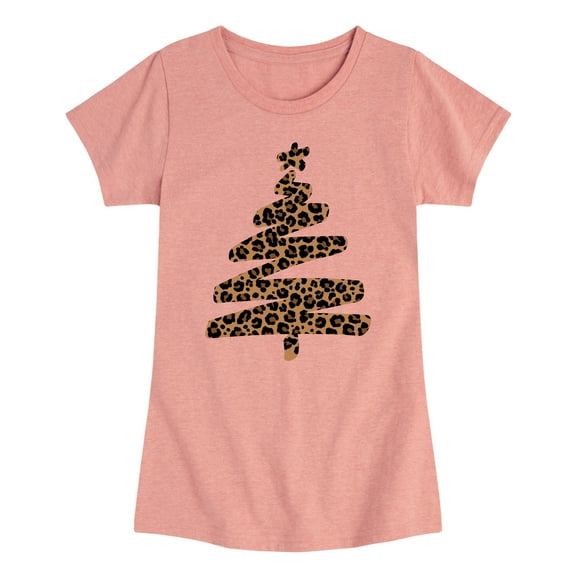 Instant Message - Leopard Print Tree - Youth Girls Short Sleeve T-shirt
