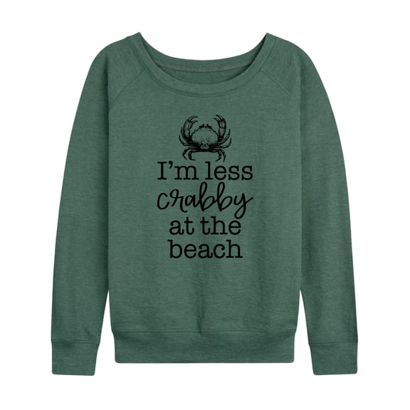 Instant Message - Less Crabby At The Beach - Women's Lightweight French Terry Long Sleeve Shirt