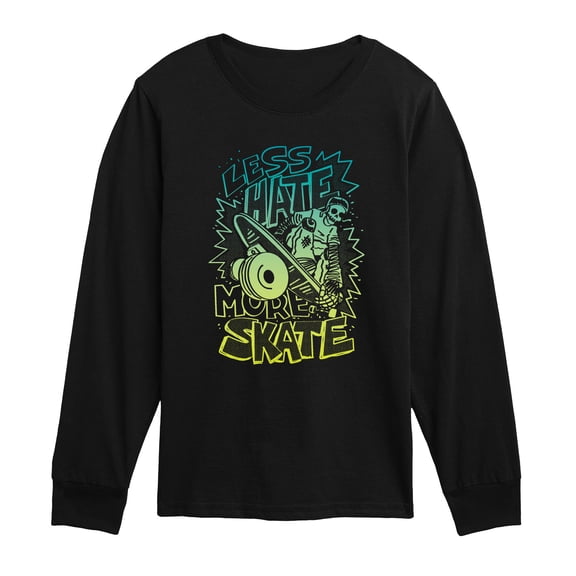 Instant Message - Less Hate More Skate - Youth Long Sleeve Graphic T-shirt