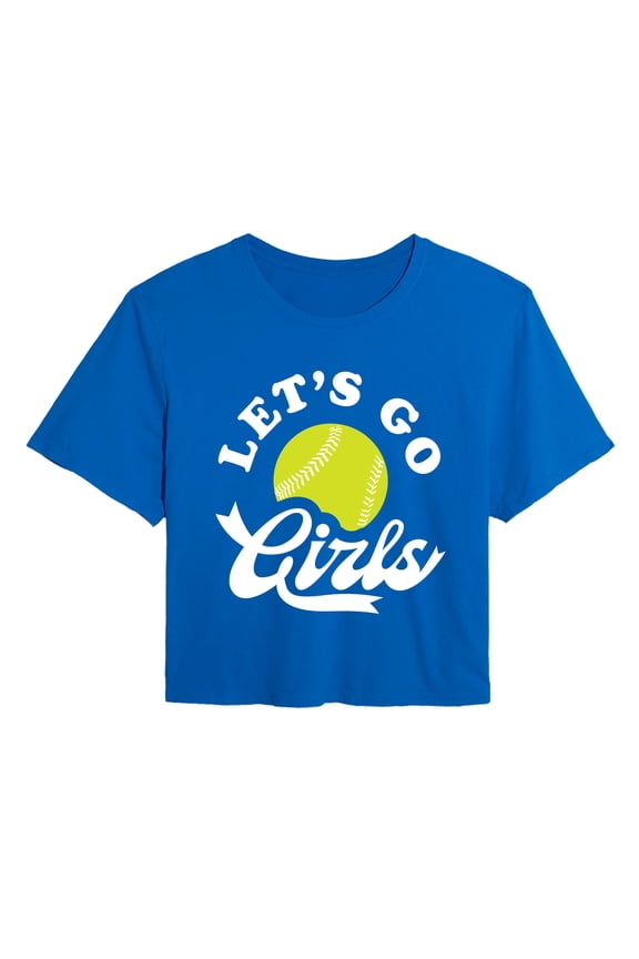- Let's Go Girls Softball Cropped Graphic T-Shirt