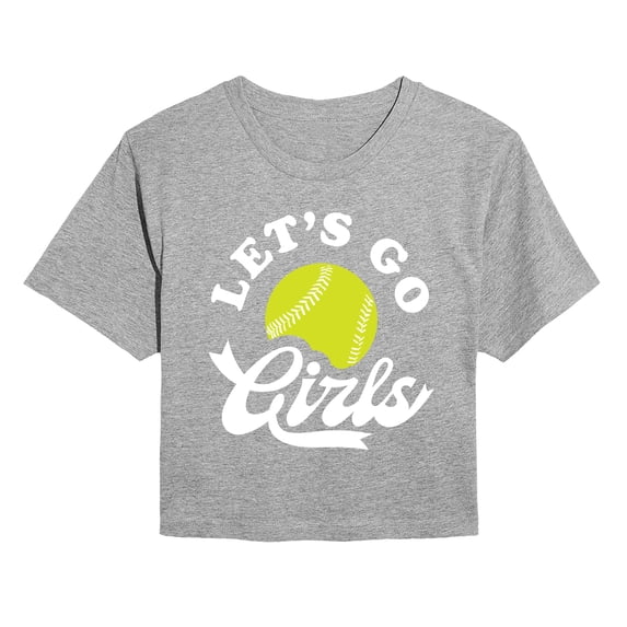 Instant Message - Let's Go Girls Softball - Juniors Cropped Graphic T-Shirt