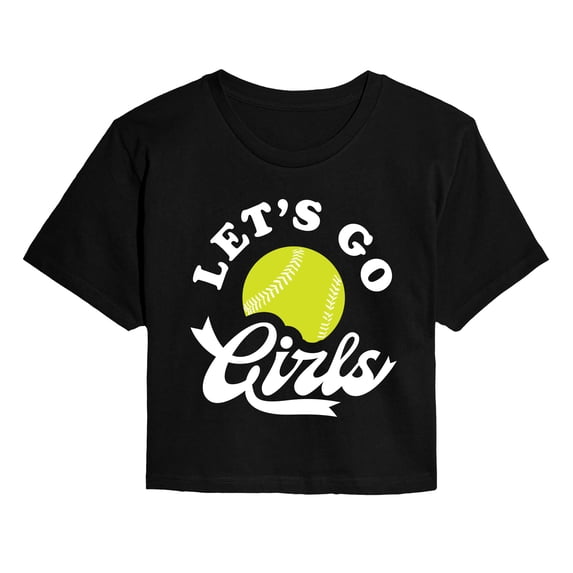 Instant Message - Let's Go Girls Softball - Juniors Cropped Graphic T-Shirt