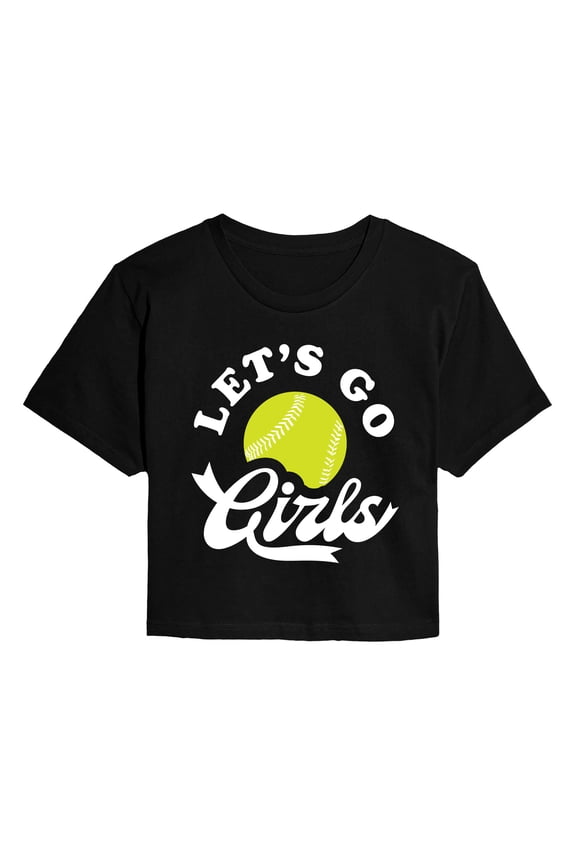 - Let's Go Girls Softball - Juniors Cropped Graphic T-Shirt