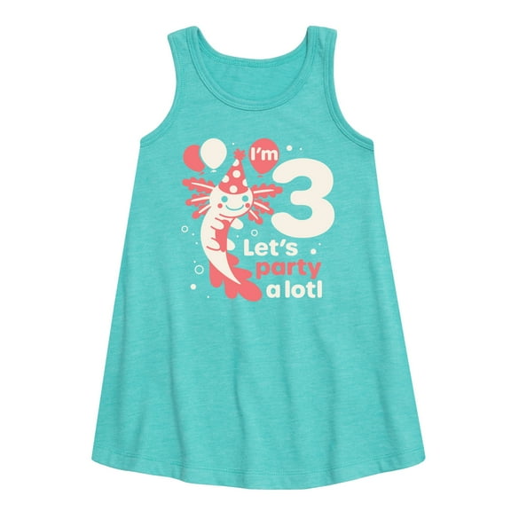 Instant Message - Lets Party Alotl 3 - Toddler and Youth Girls A-line Dress