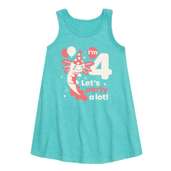 Instant Message - Lets Party Alotl 4 - Toddler and Youth Girls A-line Dress