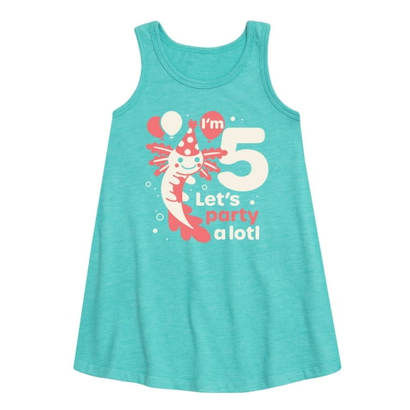 Instant Message - Lets Party Alotl 5 - Toddler and Youth Girls A-line Dress