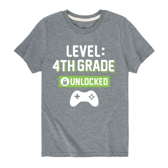Instant Message - Level 4th Grade Unlocked - Youth Short Sleeve Graphic T-Shirt