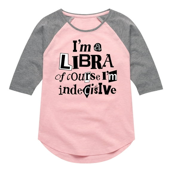 Instant Message - Libra Indecisive - Toddler & Youth Girls Raglan Graphic T-Shirt