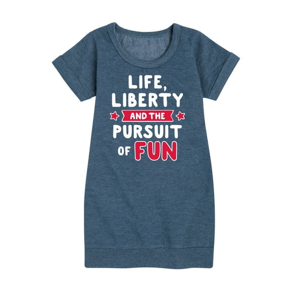 Instant Message - Life Liberty And The Pursuit Of Fun - Toddler & Youth Girls Fleece Dress
