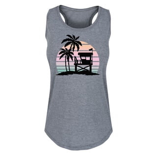 Instant Message - Lifeguard Tower Beach Graphic Racerback Tank
