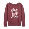 thumbnail image 1 of Instant Message - Light Up The Night Menora Women's Lightweight French Terry Wide Neck Long Sleeve Graphic Shirt, 1 of 5