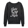 thumbnail image 1 of Instant Message - Light Up The Night Menora Women's Lightweight French Terry Wide Neck Long Sleeve Graphic Shirt, 1 of 5