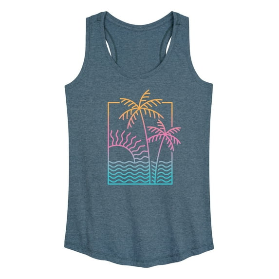 Instant Message - Line Drawing Sunset - Women's Racerback Tank Top