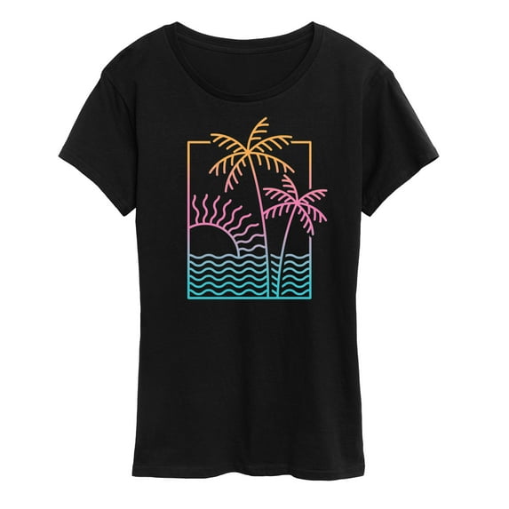 Instant Message - Line Drawing Sunset - Women's Short Sleeve Graphic T-Shirt