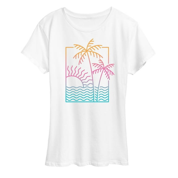 Instant Message - Line Drawing Sunset - Women's Short Sleeve Graphic T-Shirt