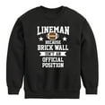 thumbnail image 1 of Instant Message - Lineman Brick Wall Position - Toddler & Youth Crewneck Fleece Sweatshirt, 1 of 6