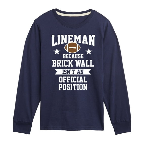 Instant Message - Lineman Brick Wall Position - Toddler & Youth Long Sleeve Graphic T-Shirt