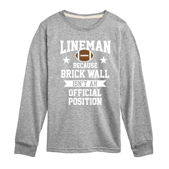 Instant Message - Lineman Brick Wall Position - Toddler & Youth Long Sleeve Graphic T-Shirt