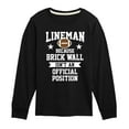 thumbnail image 1 of Instant Message - Lineman Brick Wall Position - Toddler & Youth Long Sleeve Graphic T-Shirt, 1 of 6