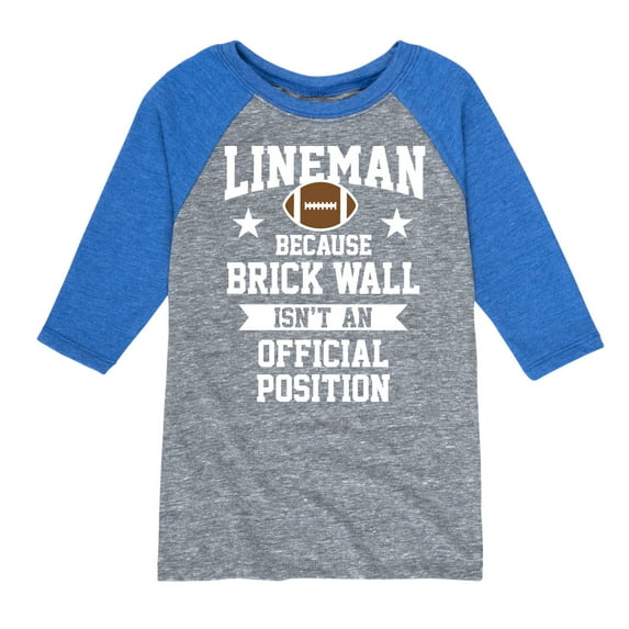 Instant Message - Lineman Brick Wall Position - Toddler & Youth Raglan Graphic T-Shirt