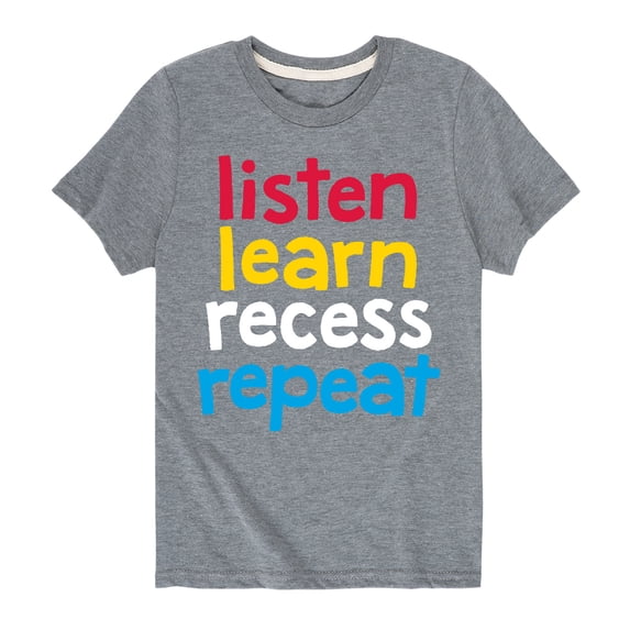 Instant Message - Listen Learn Recess Repeat - Youth Short Sleeve Graphic T-Shirt