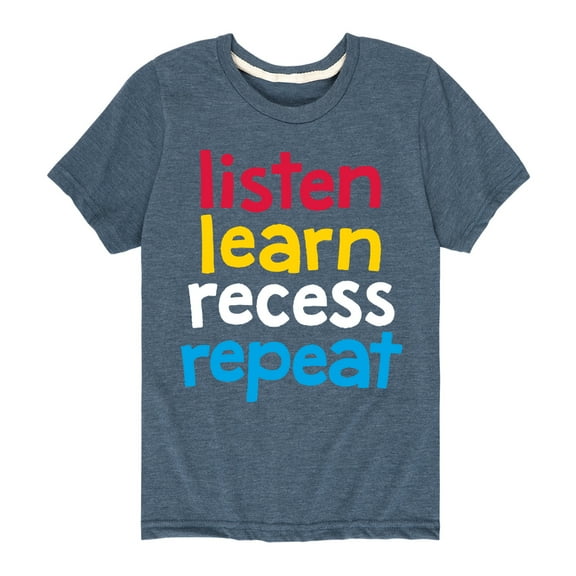 Instant Message - Listen Learn Recess Repeat - Youth Short Sleeve Graphic T-Shirt