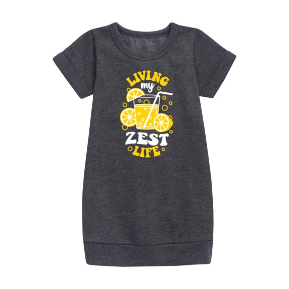 Instant Message - Living My Zest Life - Toddler & Youth Girls Fleece Dress