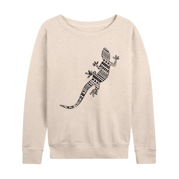 Instant Message - Lizard Pattern Fill - Women's French Terry Long Sleeve Pullover