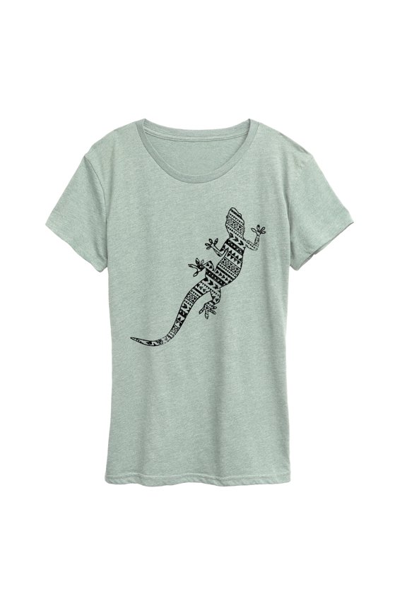 - Lizard Pattern Fill Short Sleeve Graphic T-Shirt
