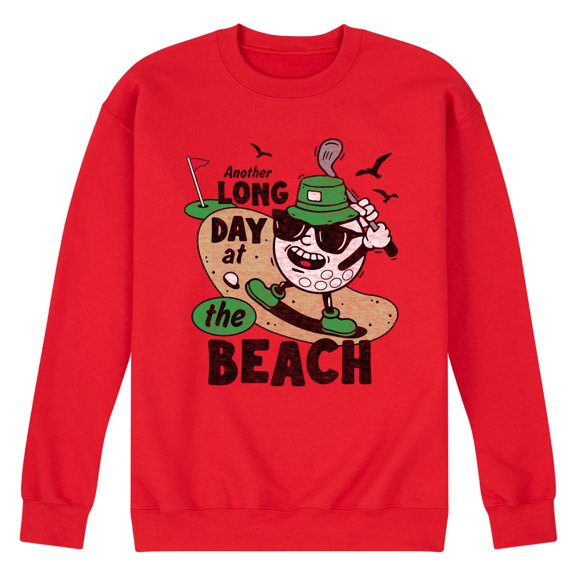 Instant Message - Long Day at the Beach Golfing  - Men's Long Sleeve Crew Fleece Sweatshirt