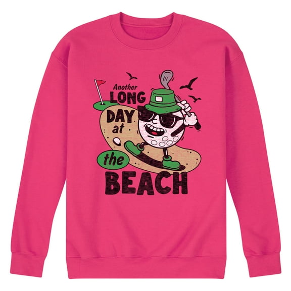 Instant Message - Long Day at the Beach Golfing - Men's Long Sleeve Crew Fleece Sweatshirt