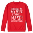 thumbnail image 1 of Instant Message - Looking At My Wife - Men's Crew Neck Fleece Pullover, 1 of 5