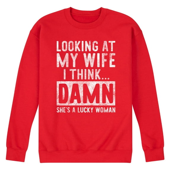 Instant Message - Looking At My Wife - Men's Crew Neck Fleece Pullover