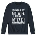 thumbnail image 1 of Instant Message - Looking At My Wife - Men's Crew Neck Fleece Pullover, 1 of 5