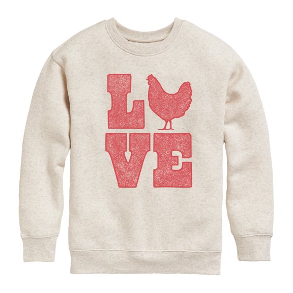 Instant Message - Love Chicken - Toddler & Youth Crewneck Fleece Sweatshirt