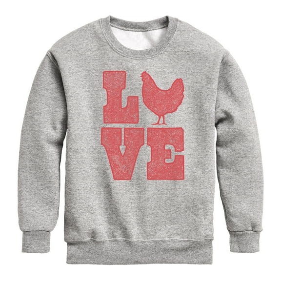 Instant Message - Love Chicken - Toddler & Youth Crewneck Fleece Sweatshirt