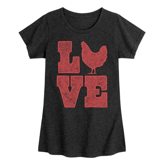 Instant Message - Love Chicken - Toddler & Youth Girls Short Sleeve Graphic T-Shirt