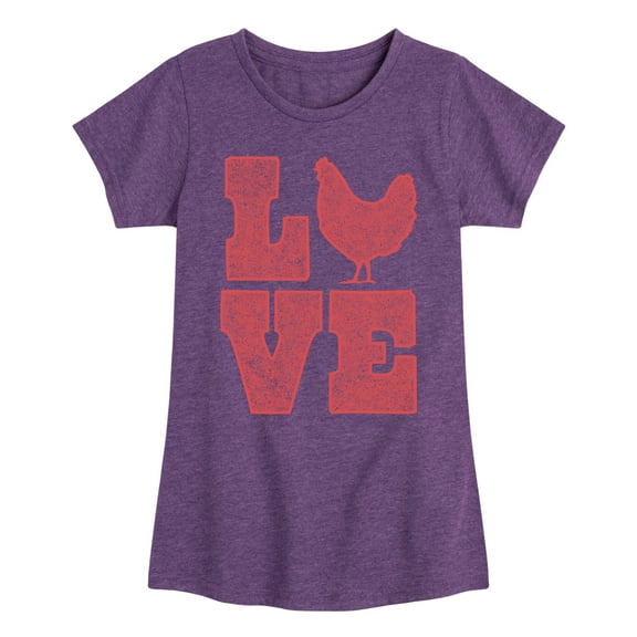 Instant Message - Love Chicken - Toddler & Youth Girls Short Sleeve Graphic T-Shirt