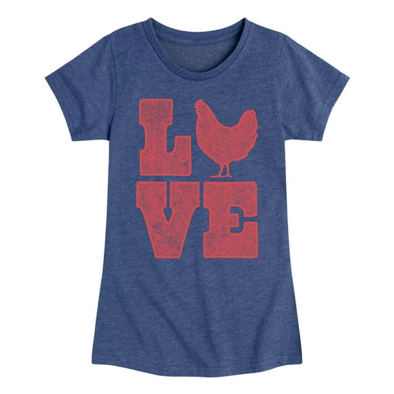 Instant Message - Love Chicken - Toddler & Youth Girls Short Sleeve Graphic T-Shirt