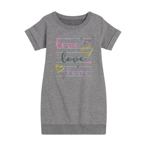 Instant Message - Love Cursive Practice - Toddler & Youth Girls Fleece Dress