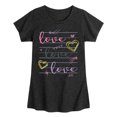 thumbnail image 1 of Instant Message - Love Cursive Practice - Toddler & Youth Girls Short Sleeve Graphic T-Shirt, 1 of 6