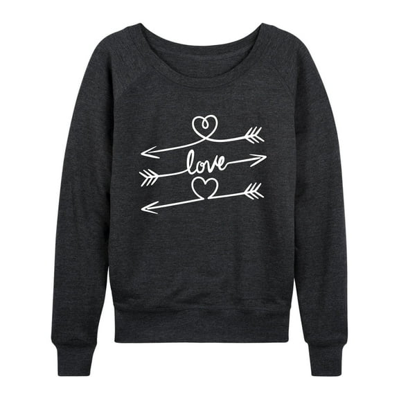 Instant Message - Love Heart Arrows - Ladies French Terry Long Sleeve Shirt