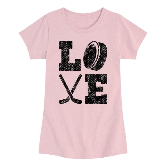 Instant Message - Love Hockey - Youth Girls Fitted Short Sleeve T-Shirt